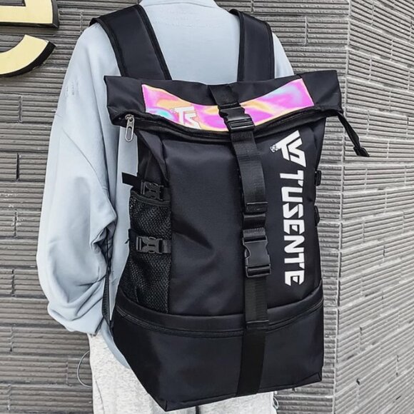 NEW! Large Storage Stylish Roll Top Backpack Gym Bag Travel Bag for Men or Women - Picture 4 of 11